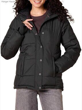 Women's Heavyweight Quilted Long-Sleeve Hooded Puffer Coat, Plus Size Available